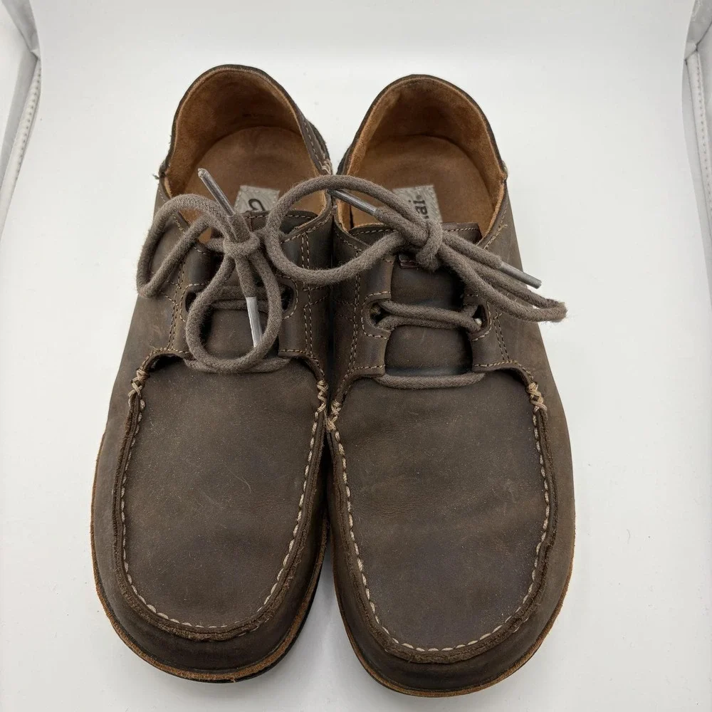 OluKai Ohana Lace-Up Nubuck Shoes Mens 7 Brown Leather Moccasin Casual Comfort